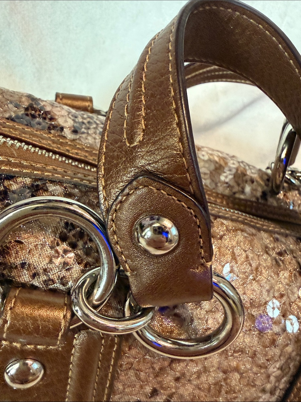 Coach Madison Sequin Python Handbag - Picture 9 of 12